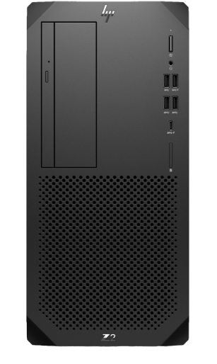 Tower workstation in black showing front side